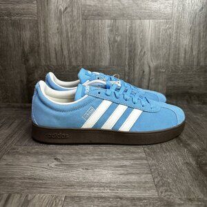 Adidas VL Court 2.0 Mens 6.5/Women's 8 Blue Suede Casual Shoes